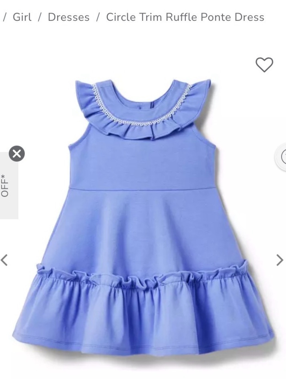 Janie and Jack Periwinkle Blue Ruffle Neck Ponte Dress